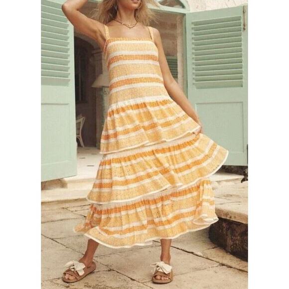 ZIMMERMANN JUDE TIERED LACE DRESS SZ Small Orange - Picture 3 of 16